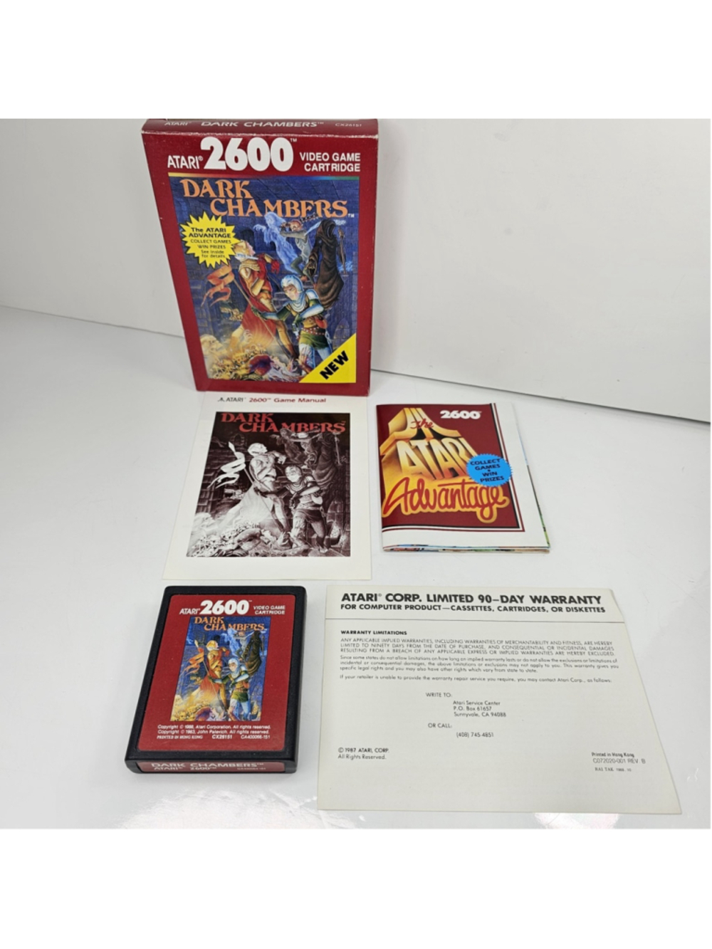 1988 Atari 2600 Dark Chambers, Box Manual, Atari Advantage Poster Nice Condition